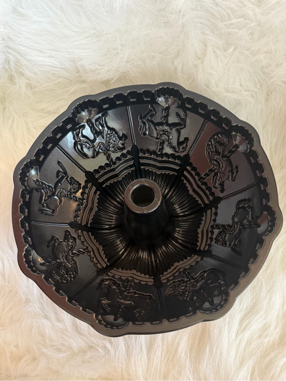 Decorative Black Bundt Cake Pan with Carousel Horses